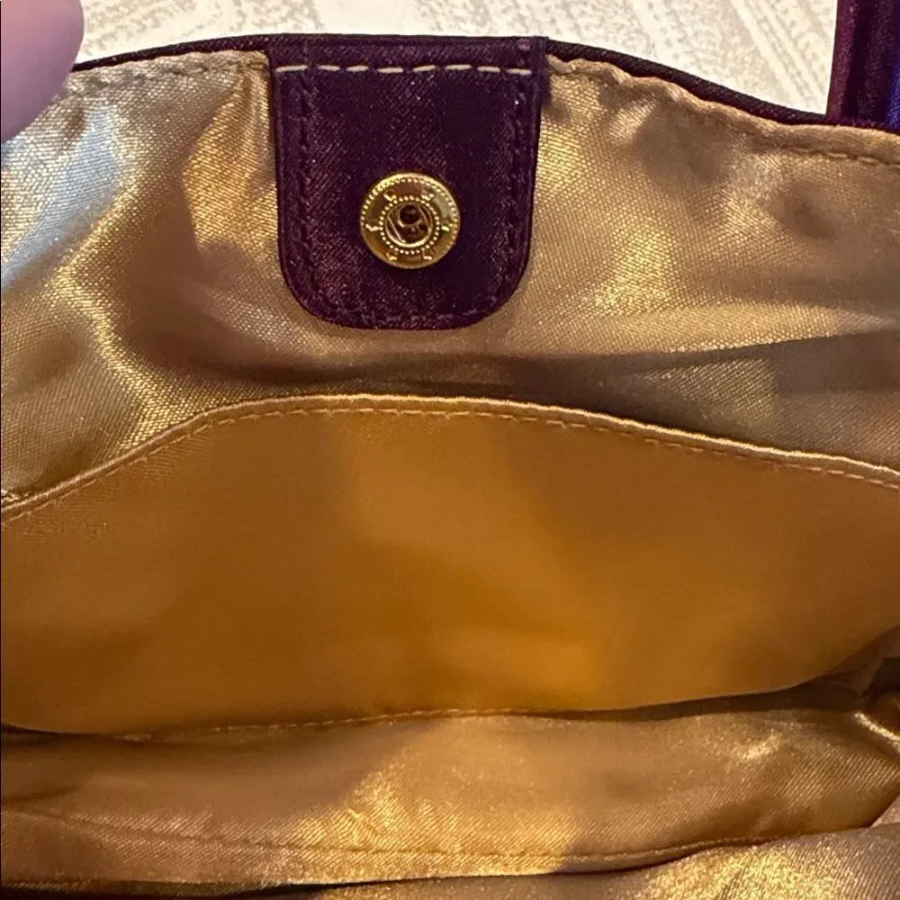Purple Satin Evening Bag with Matching Wristlet Purse